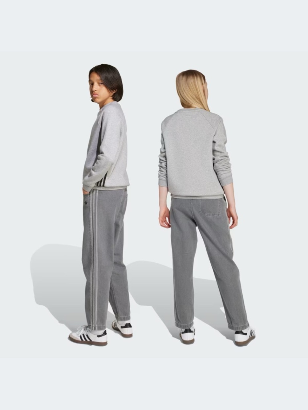 Adidas Gray Jeans Big Kids Unisex Size L (14–15) – Elastic Waist – Like New - Picture 3 of 9